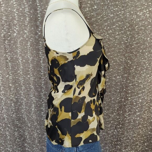 CAbi ‎ Animal Print Ruffle Spaghetti Strap Tank Top Black/Brown #174 Women's XS - Picture 4 of 10